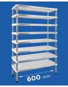 Scaffale per stagionatura formaggi con montanti in acciaio inox e 4 ripiani microforati in polietilene - cm 60x40x180h