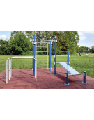 Stazione fitness realizzata in acciaio zincato e verniciato con attrezzo per il rafforzamento muscolare - cm 418,5x376x299h