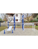 Stazione fitness realizzata in acciaio zincato e verniciato con attrezzo per il rafforzamento muscolare - cm 418,5x376x299h