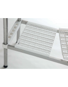 Scaffale per stagionatura formaggi con montanti in acciaio inox e ripiani microforati in polietilene - cm 90x40x200h