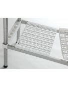 Scaffale per stagionatura formaggi con montanti in acciaio inox e 4 ripiani microforati in polietilene - cm 190x40x200h