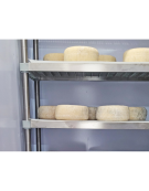 Scaffale per stagionatura formaggi con montanti in acciaio inox e ripiani microforati in polietilene - cm 190x40x200h