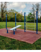 Stazione fitness realizzata in acciaio zincato e verniciato. Attrezzo per il rafforzamento muscolare - cm 529,5x225,5x299h