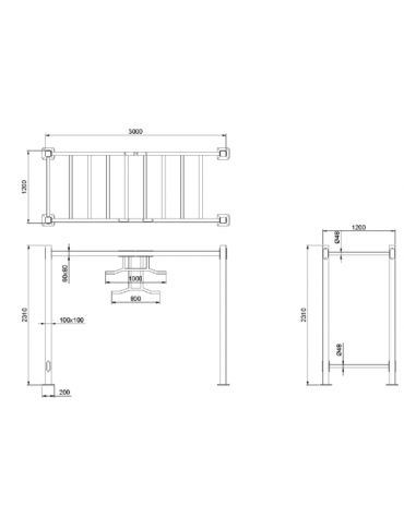 Struttura fitness in acciaio zincato e verniciato. Attrezzo per rafforzare i muscoli delle braccia - cm 300x120x231h