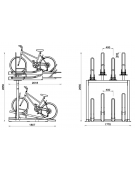 Portabici modulare a due piani livelli - modulo per 8 bici - interamente in acciaio zincato e verniciato - cm 177x201,8x265h