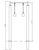 Attrezzo con 3 coppie di anelli in acciaio zincato e verniciato. Attrezzo per rafforzare i muscoli delle braccia - cm L 326,5