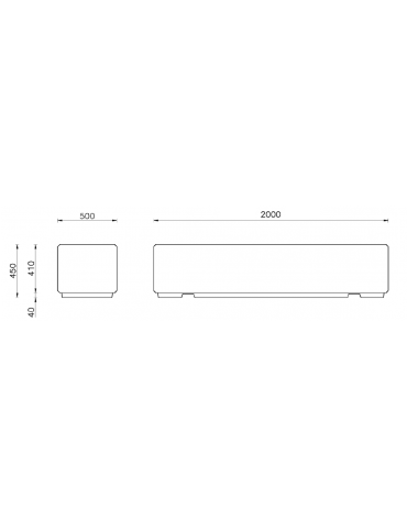 Panchina in graniglia di marmo con acciaio zigrinato, seduta levigata, fianchi lisci - trattamento antigraffiti - cm 200x50x45h