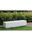 Panchina in graniglia di marmo con acciaio zigrinato, seduta levigata, fianchi lisci - trattamento antigraffiti - cm 200x50x45h