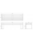 Panchina piana in graniglia di marmo con seduta in legno di pino - cm 220x60x51,8h