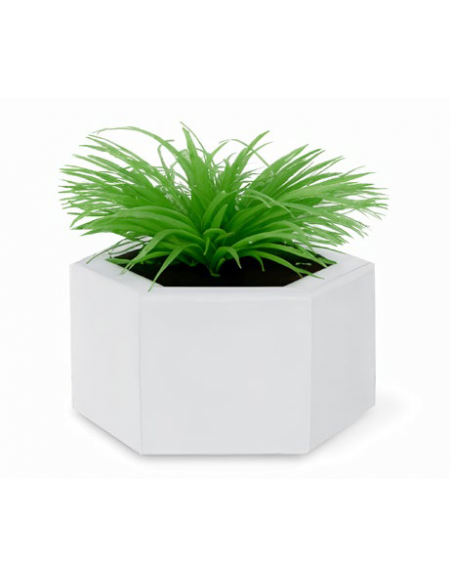 Fioriera di forma esagonale in graniglia di marmo con acciaio zigrinato e zincato, bocciardata e liscia - cm ø52x34h