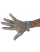 Guanto antitaglio in cotta di maglia in acciaio inox – taglia L, diametro anelli mm 4, cinturino in nylon blu