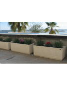 Fioriera rettangolare in graniglia di marmo con acciaio zigrinato e zincato - finitura bocciardata - cm 150x70x65h