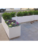 Fioriera rettangolare in graniglia di marmo con acciaio zigrinato e zincato - finitura bocciardata - cm 150x70x65h