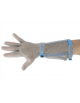 Guanto lungo antitaglio in cotta di maglia in acciaio inox - taglia L, diametro anelli mm 4, cinturino in nylon blu