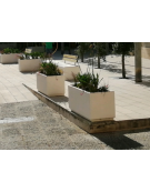 Fioriera rettangolare in graniglia di marmo con acciaio zigrinato e zincato - finitura bocciardata - cm 100x40x54h