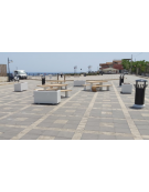 Fioriera rettangolare in graniglia di marmo con acciaio zigrinato e zincato - finitura bocciardata - cm 200x60x60h