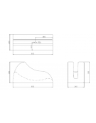 Portabici singolo monoblocco realizzato in graniglia di marmo - finitura bocciardata - cm 60x24,5x32h