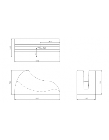 Portabici singolo monoblocco realizzato in graniglia di marmo - finitura bocciardata - cm 60x24,5x32h