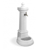 Fontana in graniglia di marmo, con verniciatura in rivestimento acrilico, rubinetto a pulsante in ottone - cm 55x46x128h