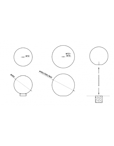 Dissuasore di forma sferica realizzato in graniglia di marmo - finitura bocciardata - cm Ø55