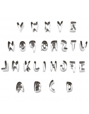 Set tagliapasta forma lettere alfabeto in acciaio inox, 26 pezzi - altezza cm 2