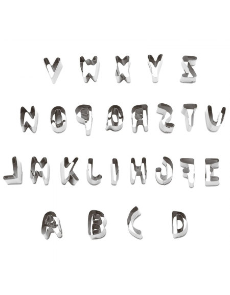 Set tagliapasta forma lettere alfabeto in acciaio inox, 26 pezzi - altezza cm 2
