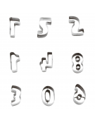 Set tagliapasta forma numeri in acciaio inox, 9 pezzi - altezza cm 2