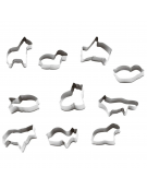 Set tagliapasta a forma animali in acciaio inox, 10 pezzi - altezza cm 2