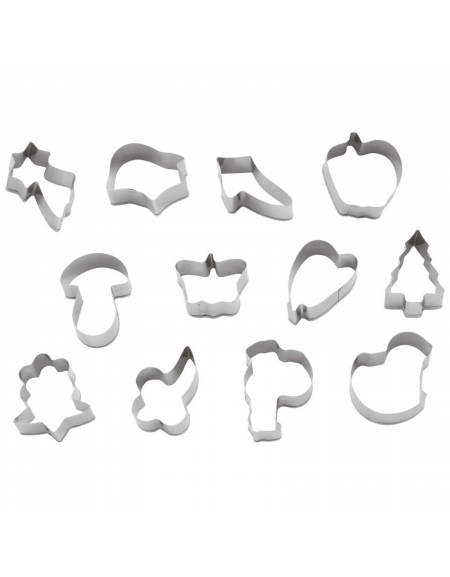 Set tagliapasta sagome varie in acciaio inox, 12 pezzi - altezza cm 2