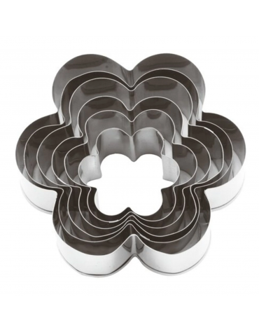 Set tagliapasta a forma fiore in acciaio inox, 6 pezzi - altezza cm 3