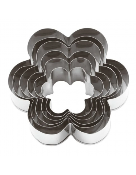 Set tagliapasta a forma fiore in acciaio inox, 6 pezzi - altezza cm 3