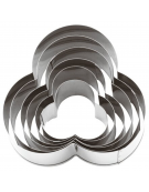 Set tagliapasta a forma trifoglio in acciaio inox, 6 pezzi - altezza cm 3