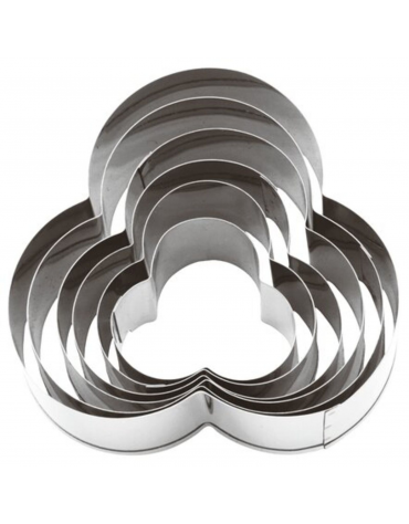 Set tagliapasta a forma trifoglio in acciaio inox, 6 pezzi - altezza cm 3