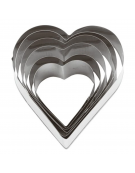 Set tagliapasta a forma cuore in acciaio inox, 6 pezzi - altezza cm 3