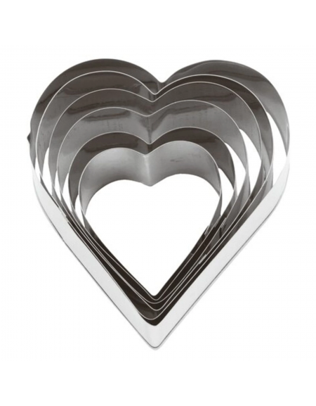 Set tagliapasta a forma cuore in acciaio inox, 6 pezzi - altezza cm 3