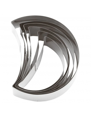Set tagliapasta a forma mezzaluna in acciaio inox, 6 pezzi - altezza cm 3