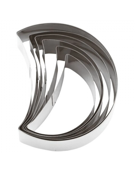 Set tagliapasta a forma mezzaluna in acciaio inox, 6 pezzi - altezza cm 3