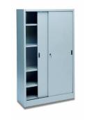 ARMADIO ANTE SCORREVOLI IN METALLO CON SERRATURA - N° 4 RIPIANI SPOSTABILI - CM 120x60x200h