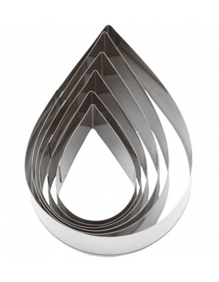 Set tagliapasta a forma goccia in acciaio inox, 6 pezzi - altezza cm 3