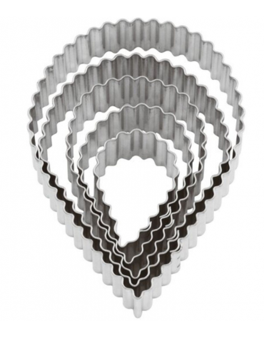Set tagliapasta a forma goccia festonata in acciaio inox, 6 pezzi - altezza cm 3,5