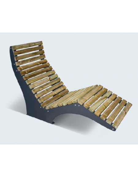 Panchina Chaise longue con struttura in acciaio e doghe in legno di pino - cm 160x120x95,5h