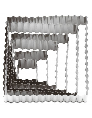 Set tagliapasta quadrato festonato in acciaio inox, 6 pezzi - altezza cm 3,5