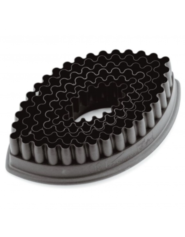 Set tagliapasta ovale festonato in Pa Plus - colore nero - 6 pezzi - altezza cm 3,5