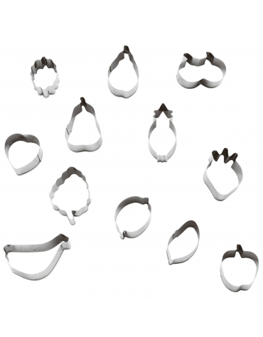 Set tagliapasta a forma frutta in acciaio inox, 12 pezzi - altezza cm 2