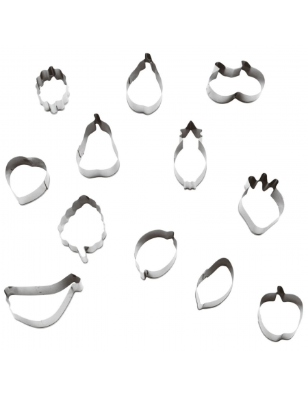 Set tagliapasta a forma frutta in acciaio inox, 12 pezzi - altezza cm 2