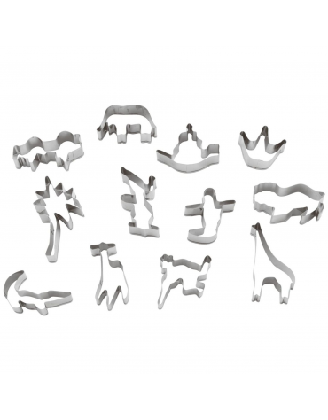 Set 10 tagliapasta a forma animali in acciaio inox - altezza cm 2