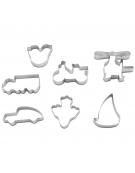 Set tagliapasta a forma veicoli in acciaio inox, 7 pezzi - altezza cm 2