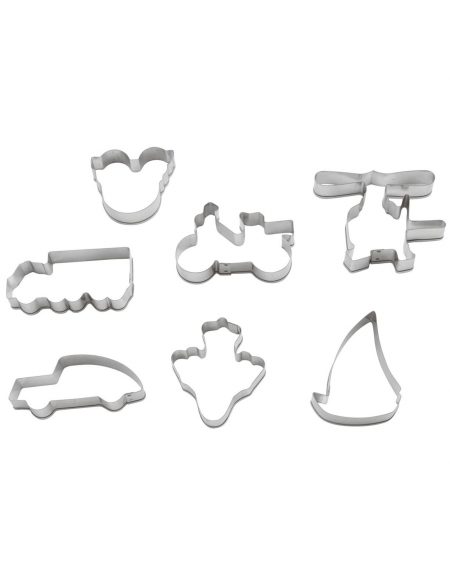 Set tagliapasta a forma veicoli in acciaio inox, 7 pezzi - altezza cm 2