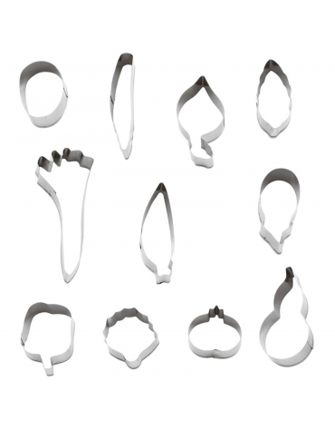 Set tagliapasta a forma verdura in acciaio inox, 12 pezzi - altezza cm 2