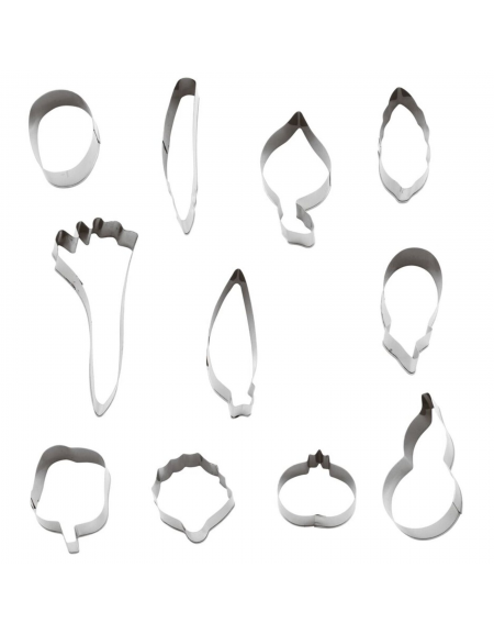 Set tagliapasta a forma verdura in acciaio inox, 12 pezzi - altezza cm 2